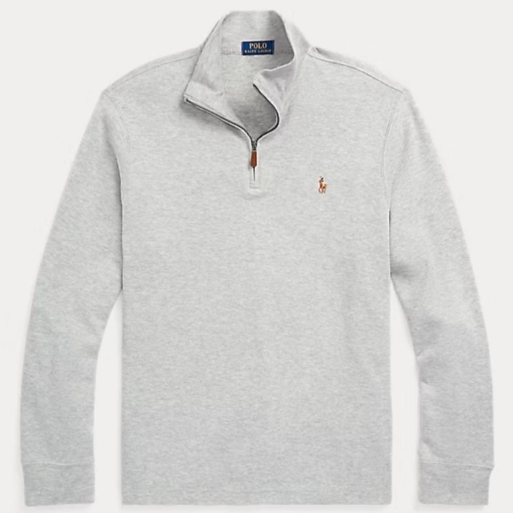 Polo Ralph Lauren "Estate Rib Quarter Zip Pullover" Andover Heather Grey Men's M - Picture 2 of 12